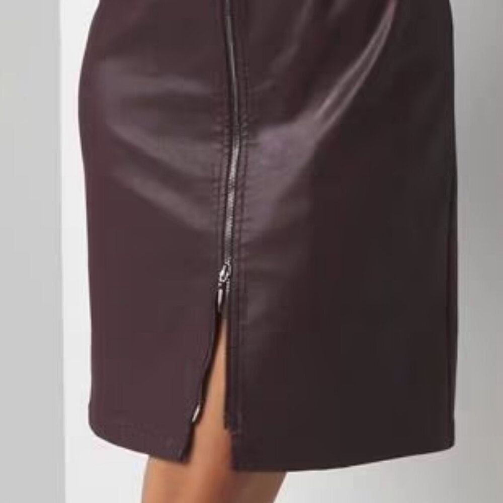 WHBM $170 Coated Denim Dress Jacket Vegas Black Cherry Stretchy - Picture 8 of 8